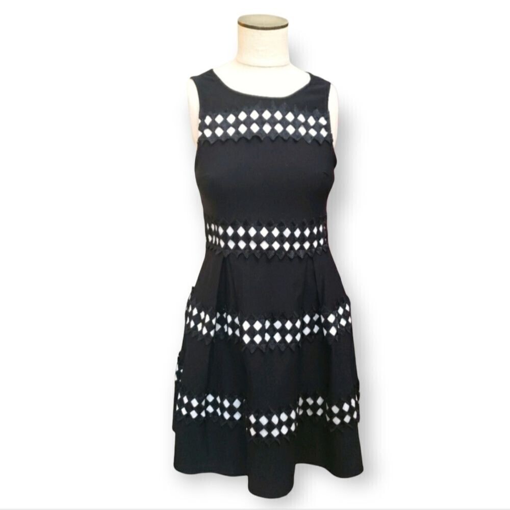 Jun & Ivy black & white fit and flare dress Size Medium